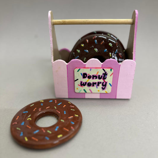 The DONUT WORRY coasters set