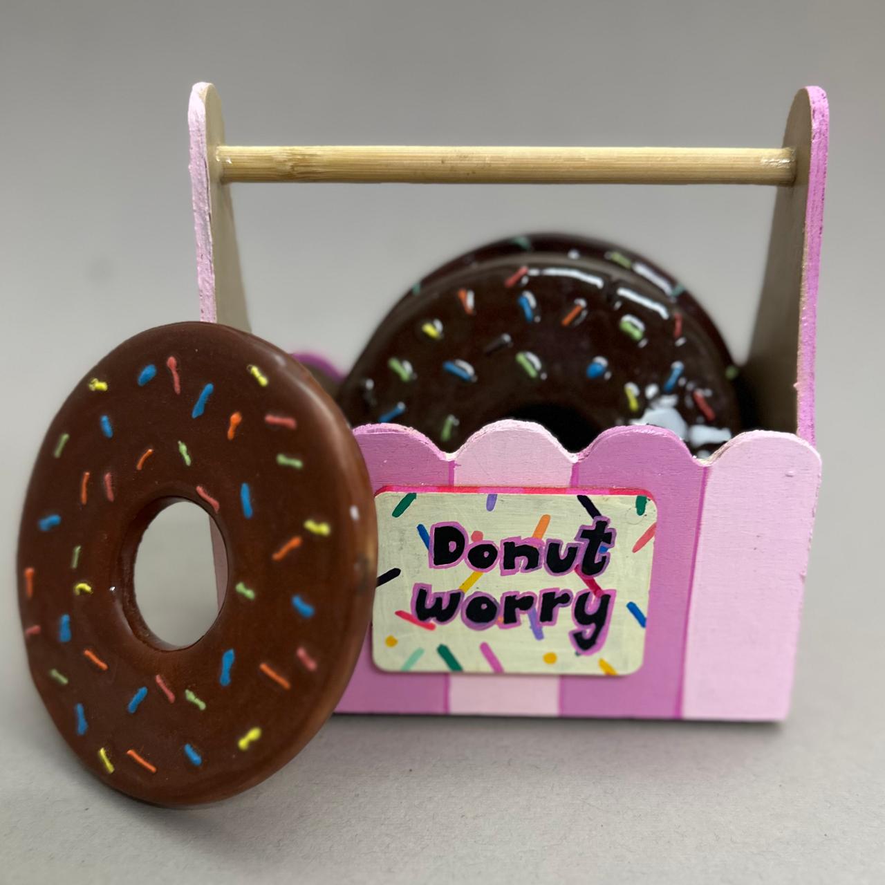 The DONUT WORRY coasters set