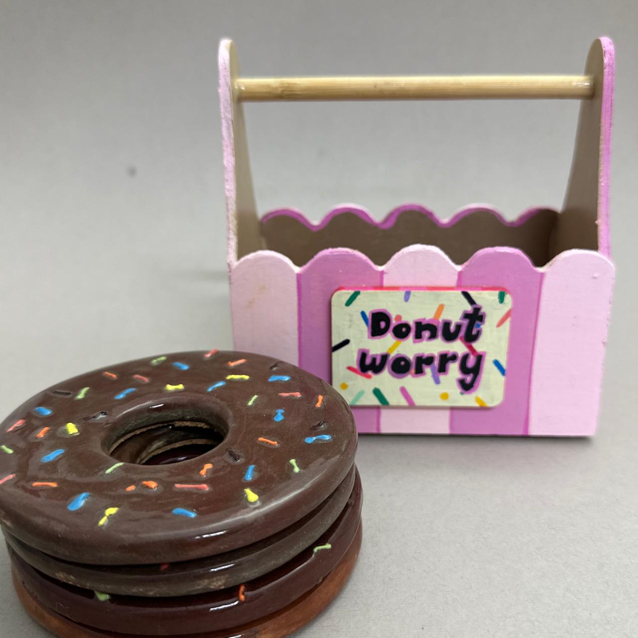 The DONUT WORRY coasters set
