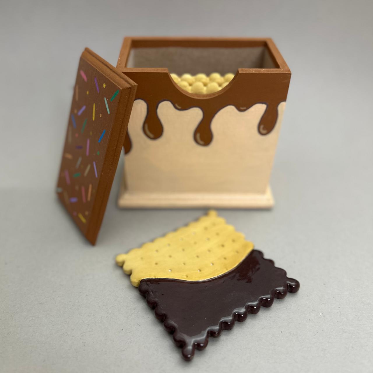 chocolate biscuit coaster in a box